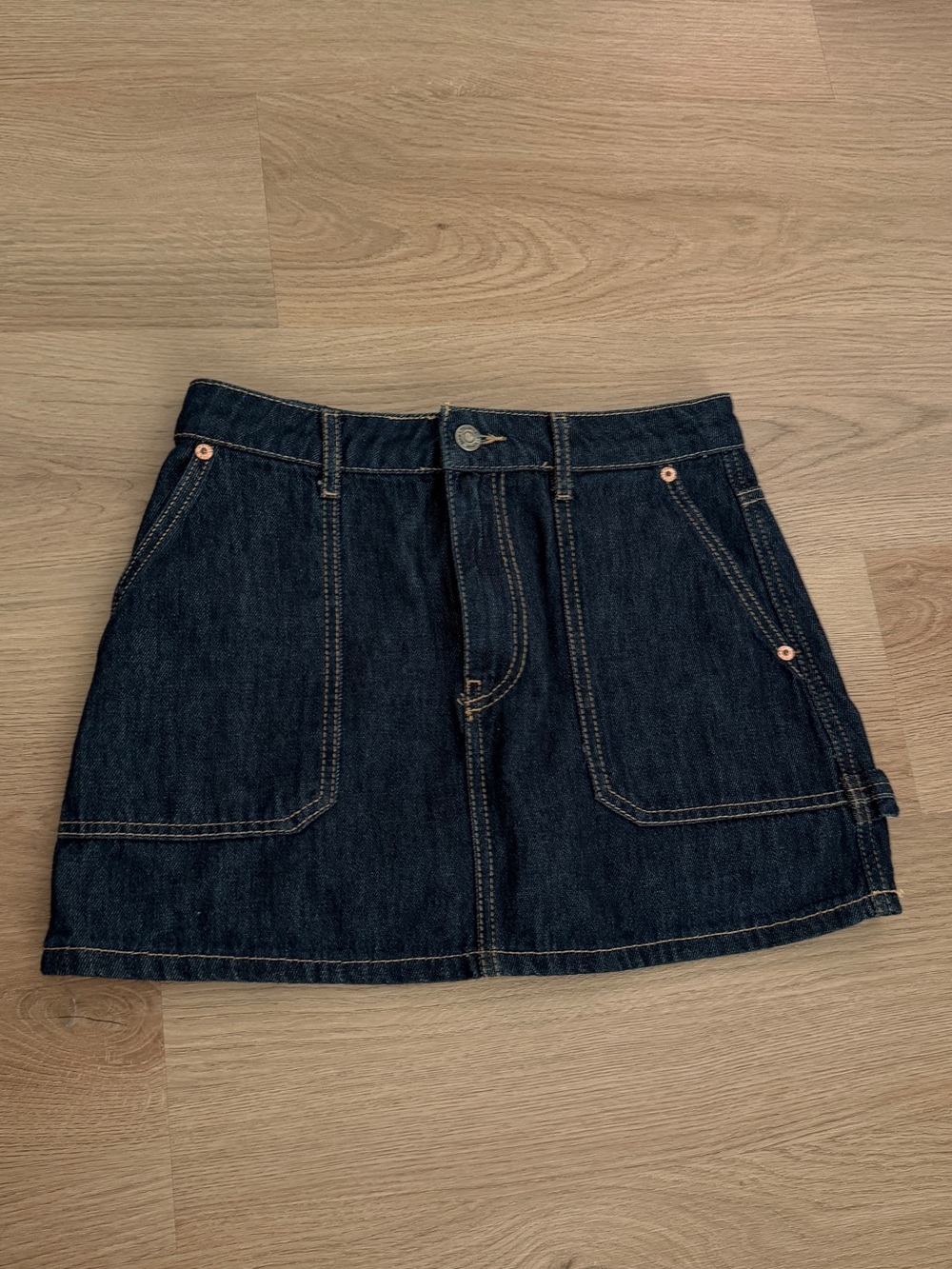 stradivarius Dark Blue Denim Mini Skirt